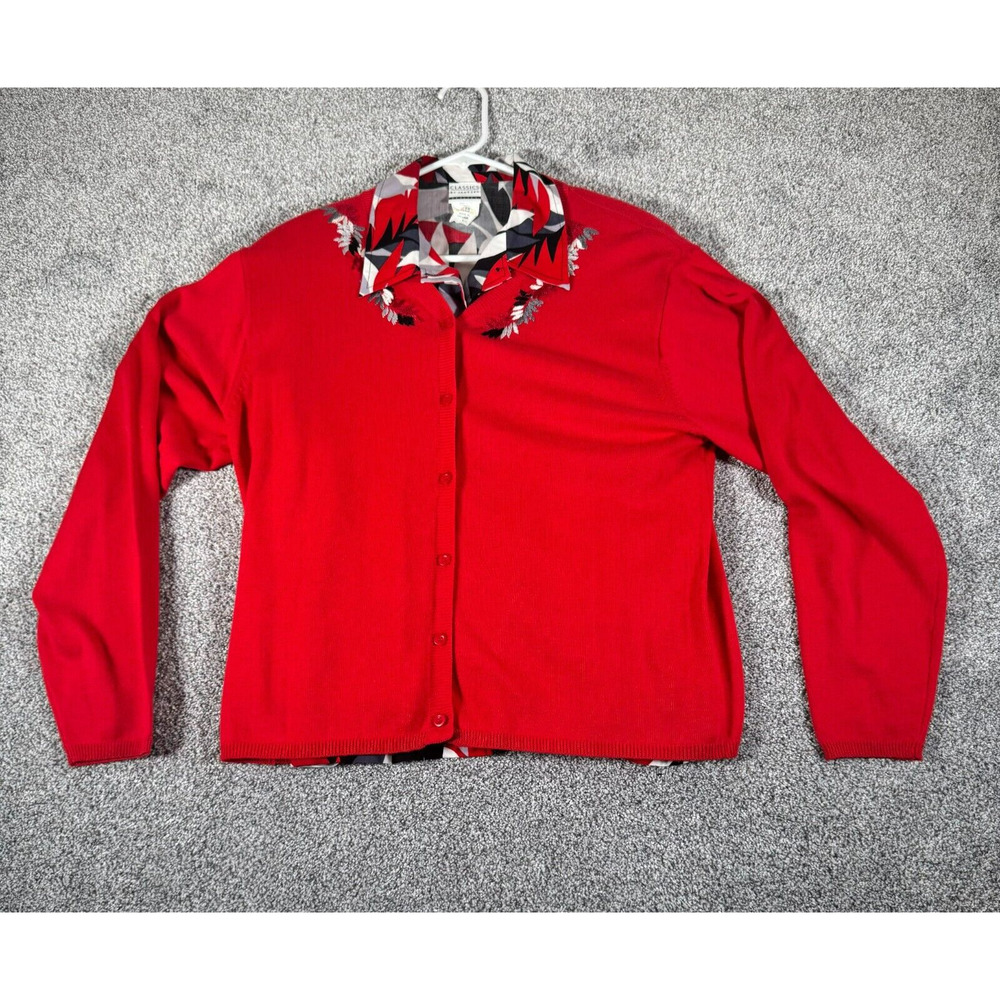 Classics by Jantzen Sweater Blouse Set Large Petite Embroidered 90s Grandmacore